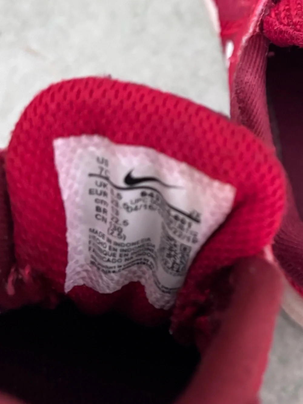 Nike Kids' red Mesh Athletic Shoes. Velcro  closure.